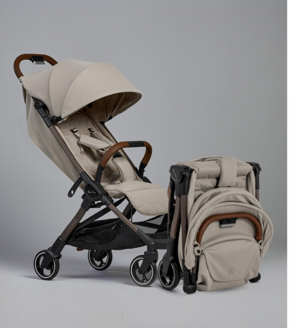 Clic Compact Stroller Latte Open and Folded